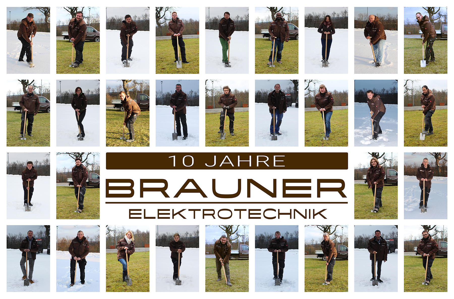 Teamfoto Brauner Elektrotechnik - Spatenstich neues Buerogebaeude